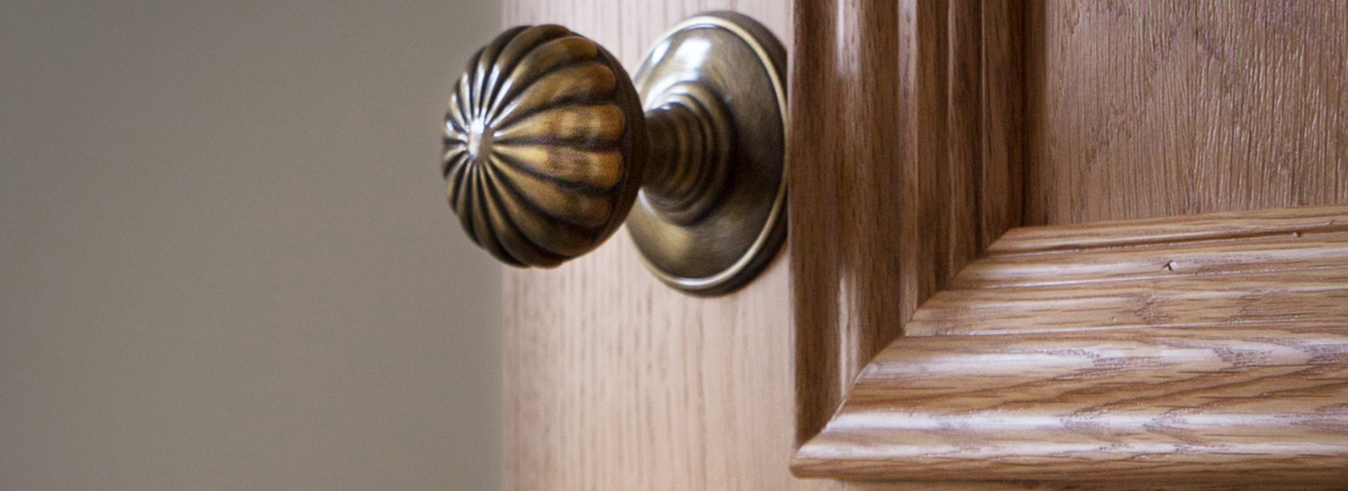 Florentine bronze door knob on traditional door