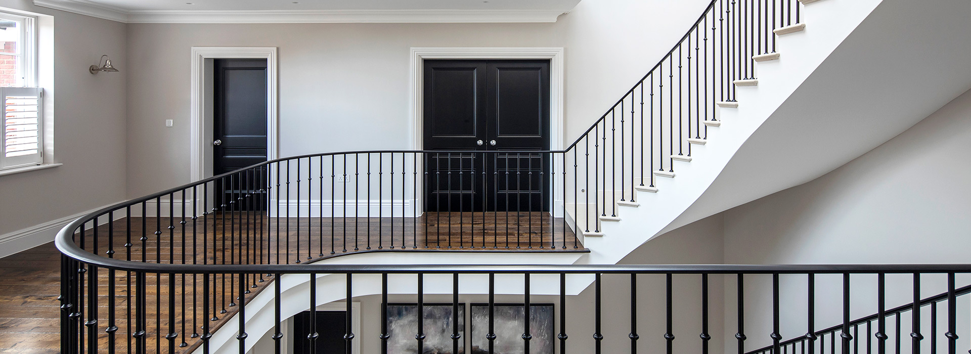 Wrought iron staircase with Knightsbridge interior doors