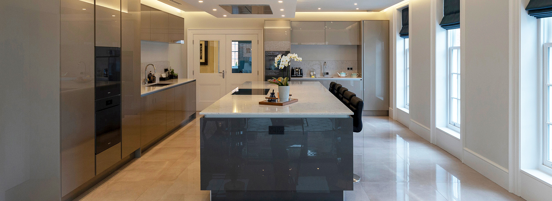 Modern kitchen glazed doors